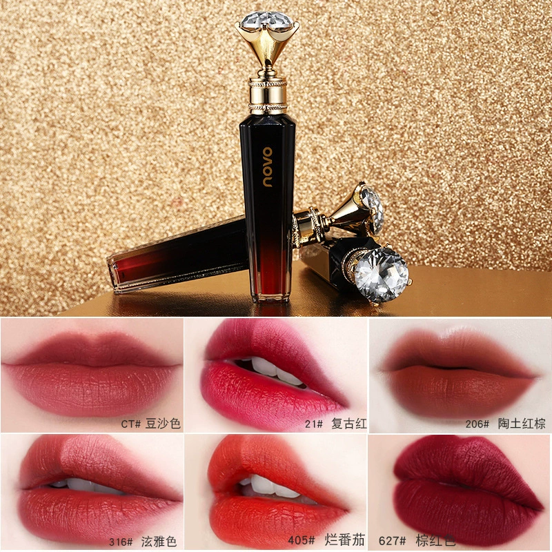 Velvet Lip Glaze (NOVO) Queen Retro Velvet, Diamond Cap, гладкая матовая стойкость, 3 г
