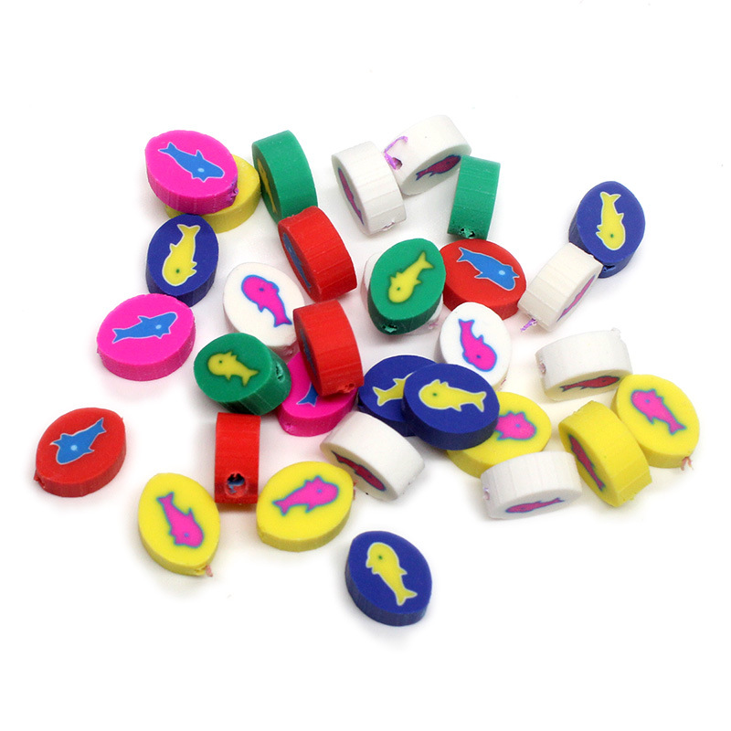 Cuentas de cerámica suave DIY, caras sonrientes, sueltas para pulseras y collares