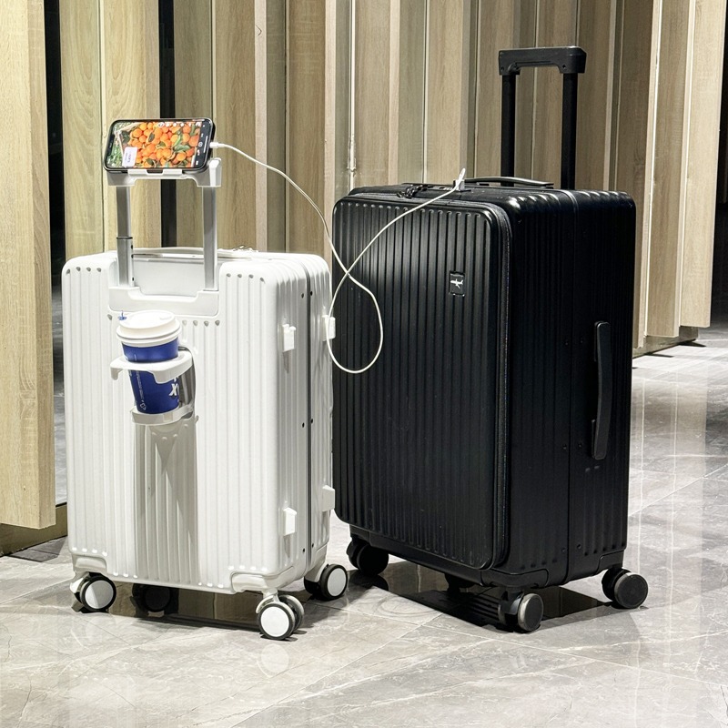 Valise à cadre en aluminium, ouverture frontale, format 1/9, valise trolley multifonctionnelle pour femmes, ouverture latérale, bagage cabine pour hommes, 20 pouces, 24 pouces_voghion.com