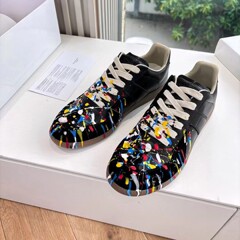 马吉拉MM6德训鞋现货女休闲运动小白鞋男款板鞋涂鸦泼墨真皮外贸