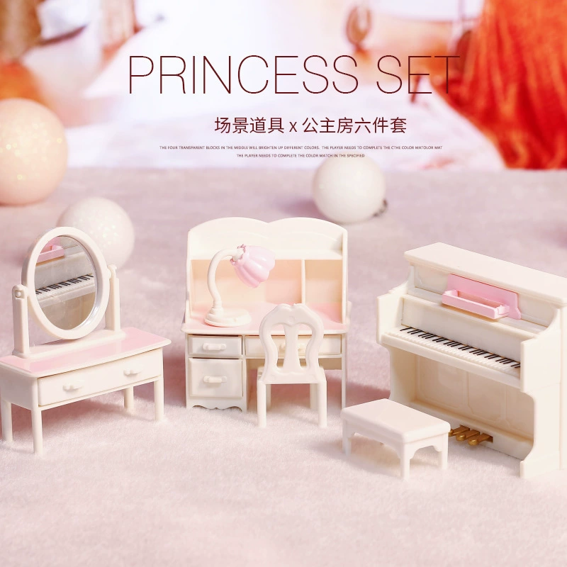 Miniature Dollhouse Furniture Set, Multicolor Plastic, Multi-Scene Kit (Tables, Beds, Kitchen)