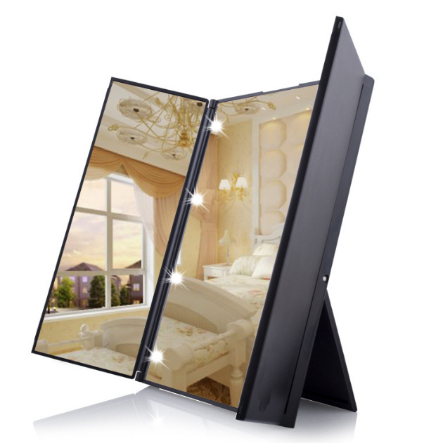メーカー卸売 LED スマート 70% off 層化粧鏡ライト付き三面鏡デスクトップドレッシングテーブルミラー収納付き|undefined