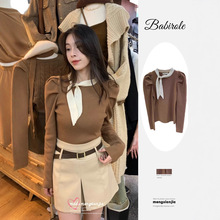 泡泡袖打底针织衫女秋季新款设计感小众内搭修身显瘦百搭长袖上衣