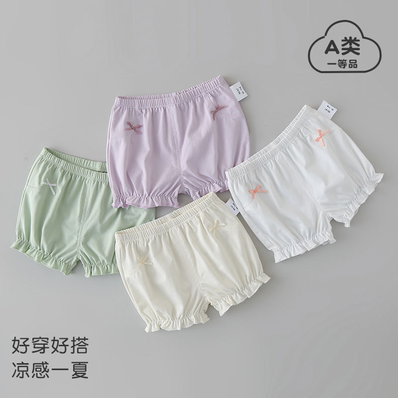 Summer Girls' Shorts, Thin Style, Baby Girl Safety Shorts, Loose Fit, Floral Shorts, Children's Knee-Length Shorts