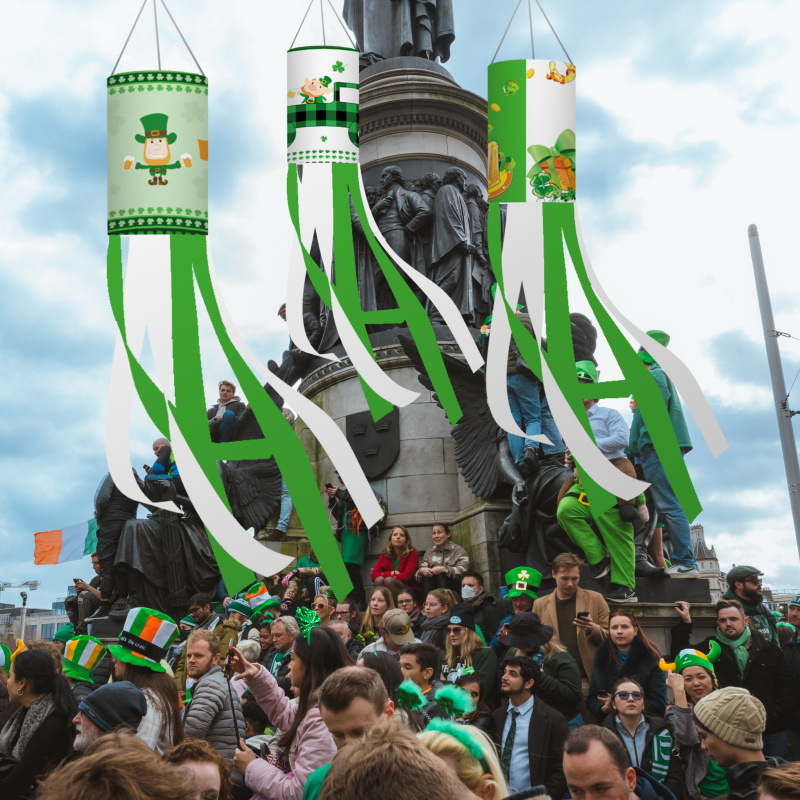 Transfronterizo nuevo Festival irlandés conducto de aire bandera patio jardín decoraciones al aire libre St. Patrick Windsock
