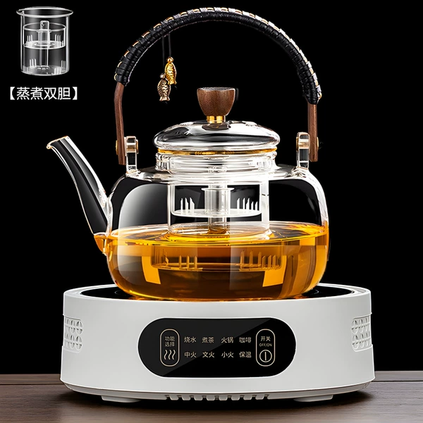 Standard white stove + tea pot (steaming and cooking double pot) 1000ML.