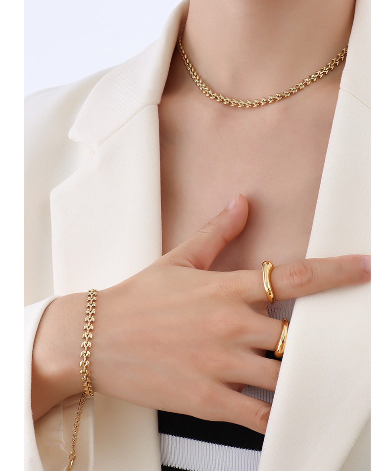 Niche design geometric diversity stitching bracelet necklace titanium steel non-fading