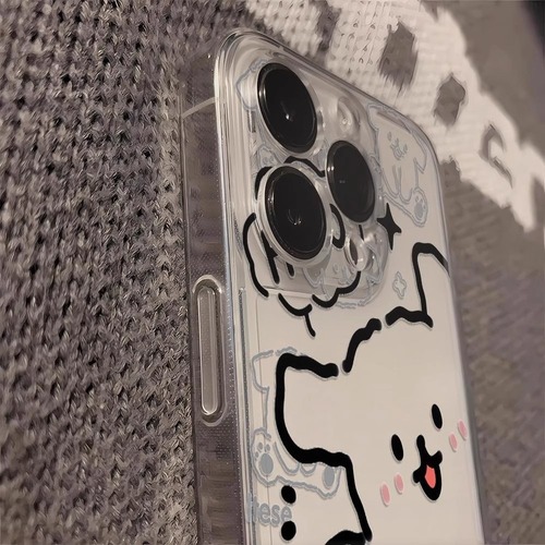 Transparent Apple phone case 15 suitable for iPhone 16 cartoon line dog 13 Apple 11 protective cover space soft shell