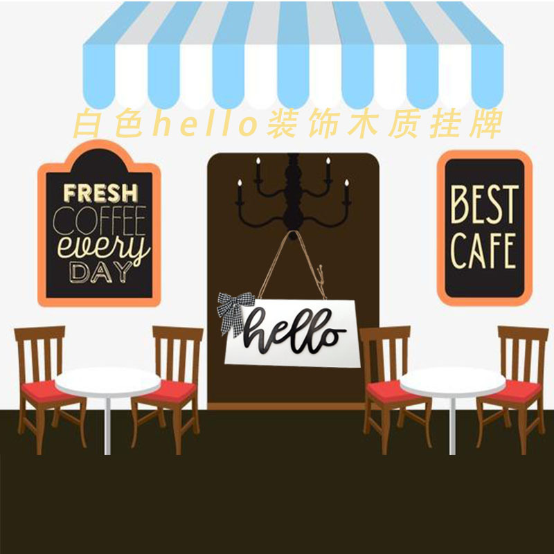 Creativo blanco Hola carta listado de madera DIY Hola decoración colgante tienda puerta placa recepción tarjeta de bienvenida