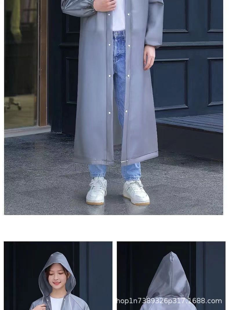 Reusable thickened long raincoat waterproof lightweight portable EVA raincoat full-body poncho for men and women adult rainwear