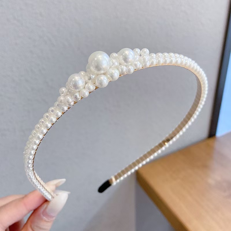 高級模造パールヘッドバンド、スーパーフェアリーヘッドバンド、ネットセレブヘアピン、シンプルで万能なヘッドバンド、気質ヘアアクセサリー|undefined