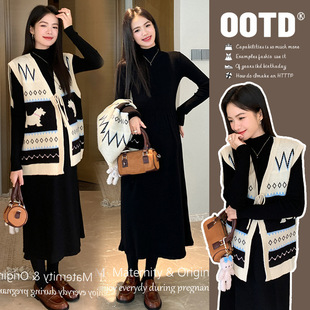 in stock 2024 Autumn New Vintage Collar Knitted Vest Loose Sweater