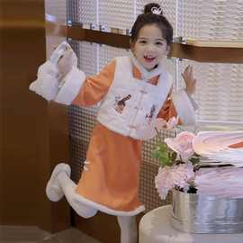 女童套装加绒加厚2025冬季儿童中大童马甲连衣裙套装童装图片套装