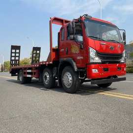 随州程力重汽小三轴平板运输车220挖机拖车厂址配置图片多少钱