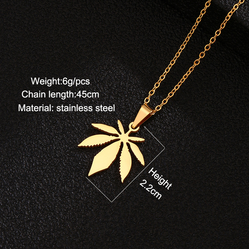 Fashion Simple Maple Leaf Pendant Retro Titanium Steel Necklace display picture 1
