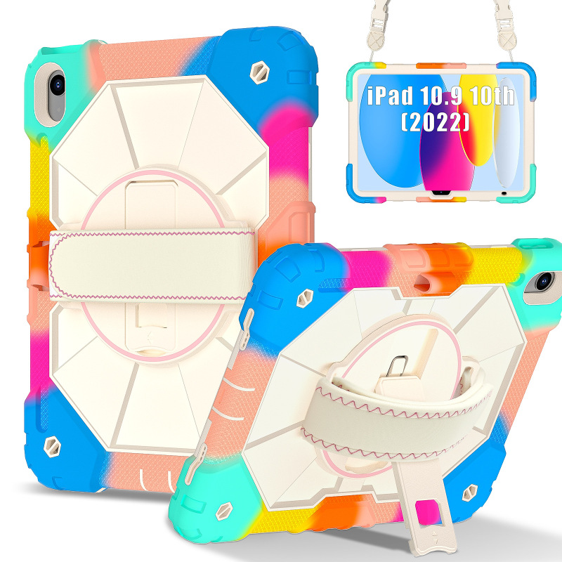 Suitable for 2022 iPad 10Th Generation 10.9inch Anti-Fall Case Silicone Hand Strap Air5/4 Rotating Stand 10.2 Protective Case