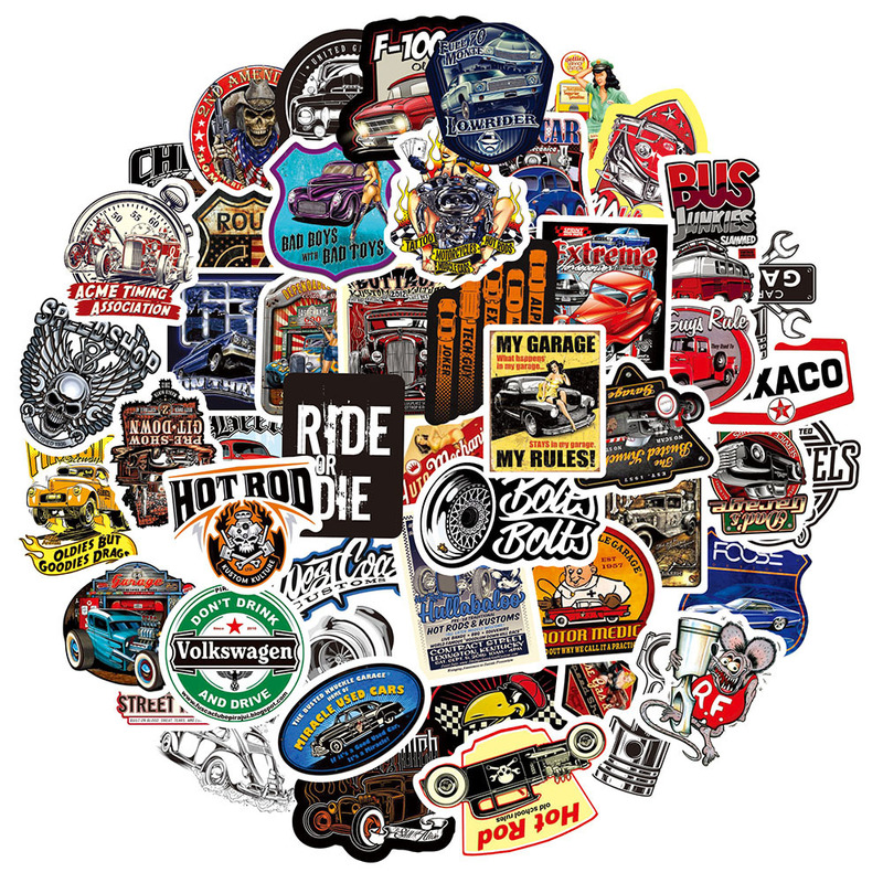 50 pieces modified retro classic car graffiti stickers scooter guitar water Cup trolley case PVC waterproof stickers 50 pieces modified retro classic car graffiti stickers scooter guitar water Cup trolley case PVC waterproof stickers