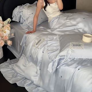 少女心夏季60支莱赛尔莱赛尔四件套浪漫蝴蝶结裸睡丝滑被套床品