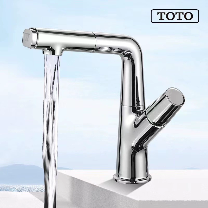ΤΟΤΟ Pull-out faucet DL311C all-copper hot and cold dual-control multi-function telescopic gun gray washbasin water