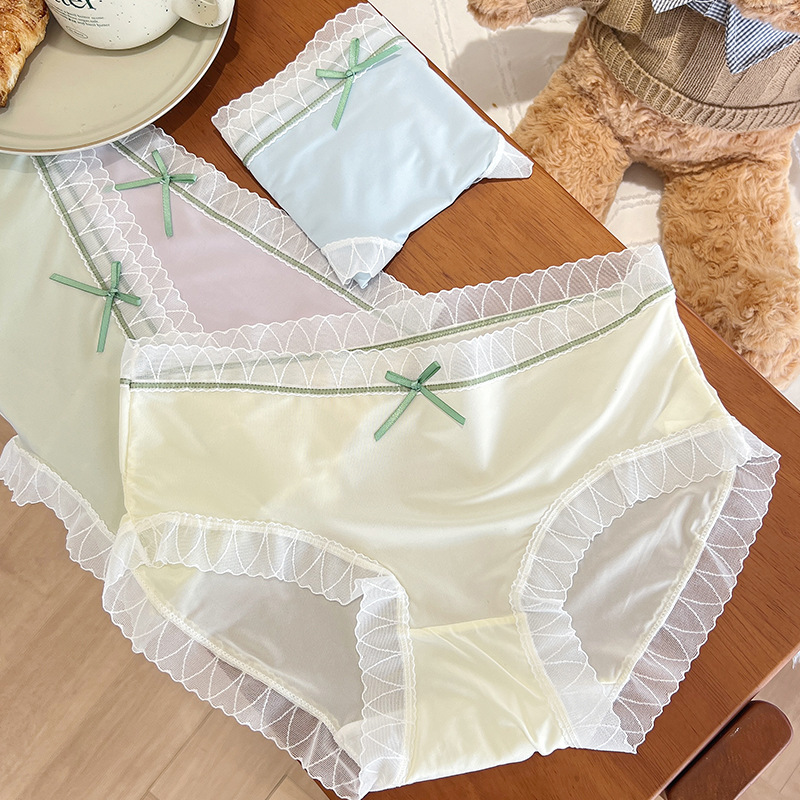 Verano ligero hielo damas sin marcas calzoncillos cómodos transpirables antibacterianos entrepierna de algodón mediana cintura desnuda sensación de pantalones de chicas image 3