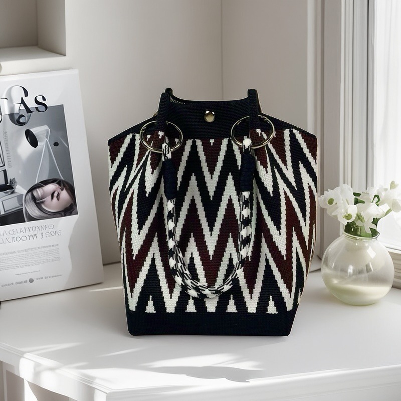 Bolso tote tejido de gran capacidad de poliéster para uso diario image 56