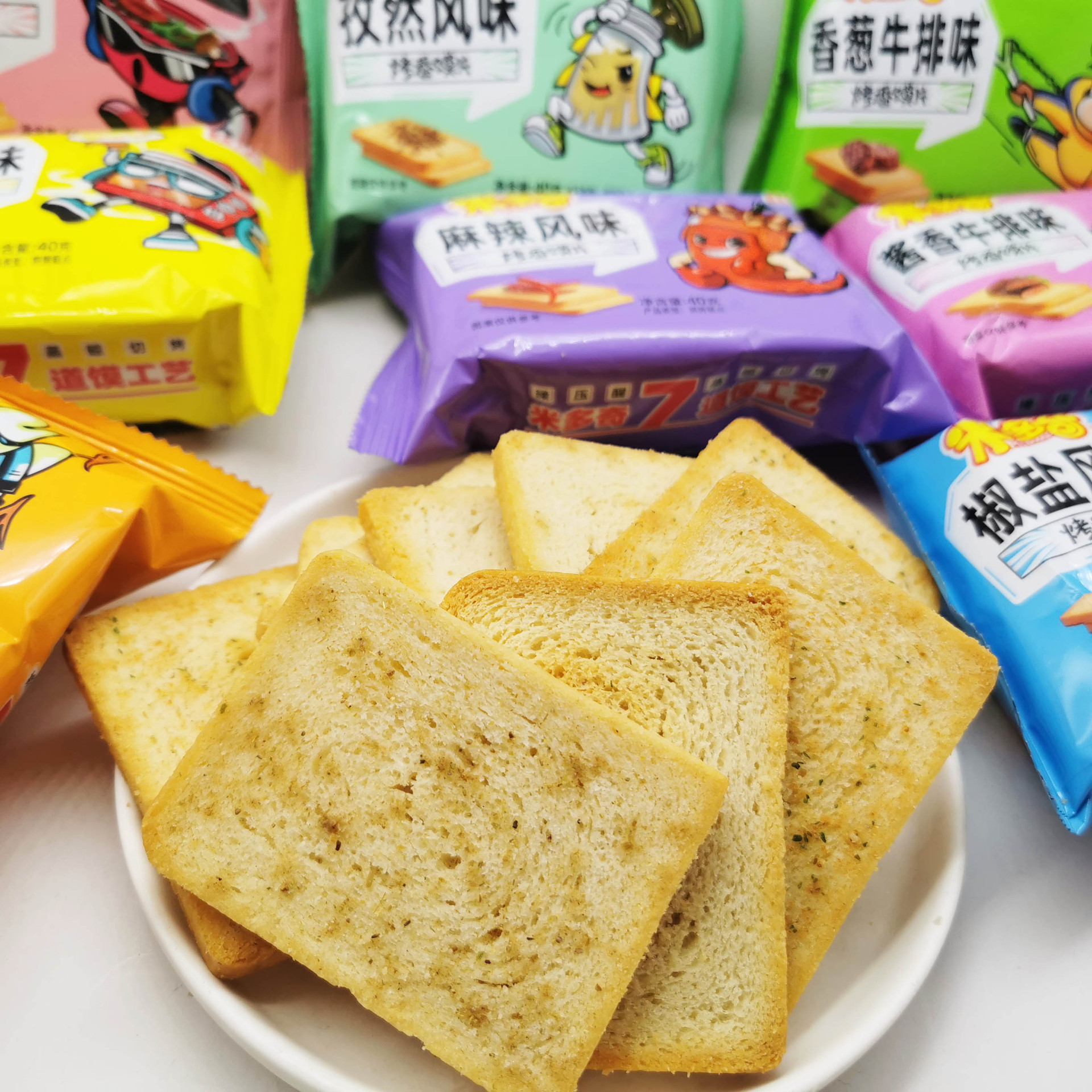 米多奇烤香馍片40g整箱批发 粗粮饱腹充饥饼干多口味网红休闲零食