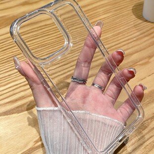 Transparent air cushion shell shock absorption shell candy color for iPhone16 rose red airbag shell anti-fall
