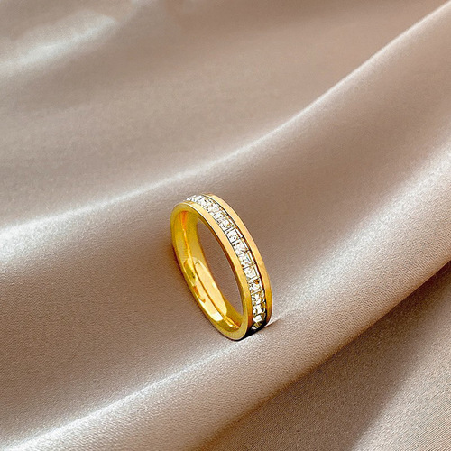 Starlight Ring Titanium Steel Light Luxury Niche Style High-End Full Circle Diamond Men's and Women's Ring Single Row Diamond Double Row Diamond Ring