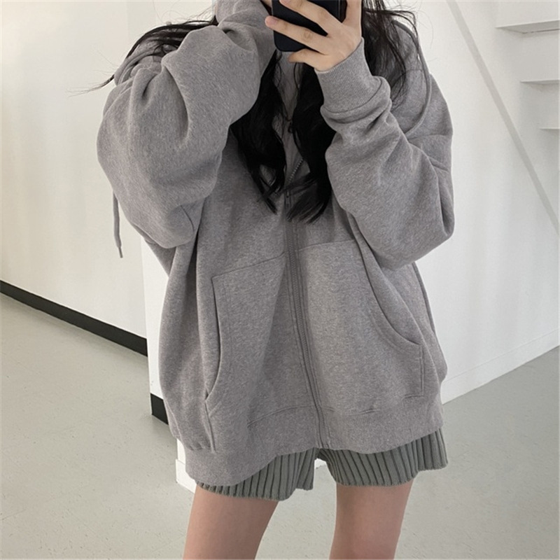 무거운 260G 물고기 규모 새로운 느슨한 오버 사이즈 스웨터 카디건 지퍼 커플 코트 여성의 새로운 이른 봄과 가을