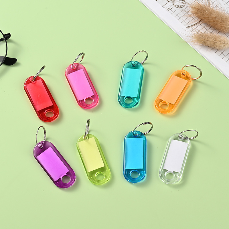 Cross-Border Hot Selling Transparent Crystal Color Plastic Keychain Classification Label Number Plate Luggage Label Marking Plate