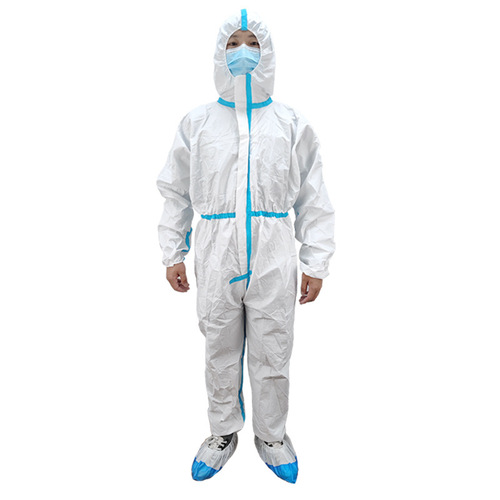 Blue Bar Protective Suit, One-piece Hooded Non-woven Workwear for Farming, Waterproof SF Breathable Membrane Disposable Isolation Suit