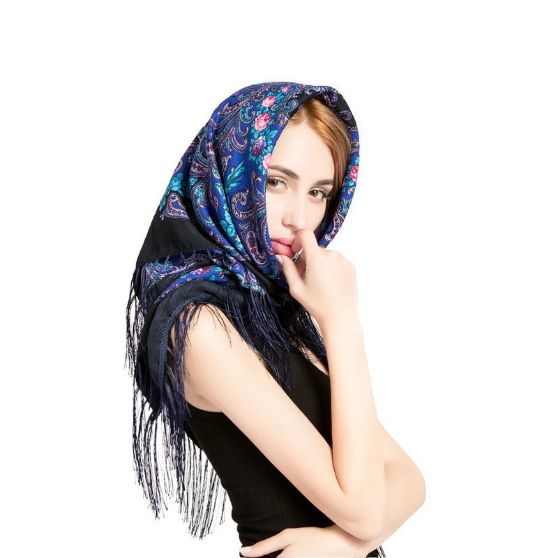 Cross-Border Ethnic Style Headscarf Shawl Xinjiang Travel Printed Shawl Women's Dustproof Windproof Head Wrap Scarf Square Scarf