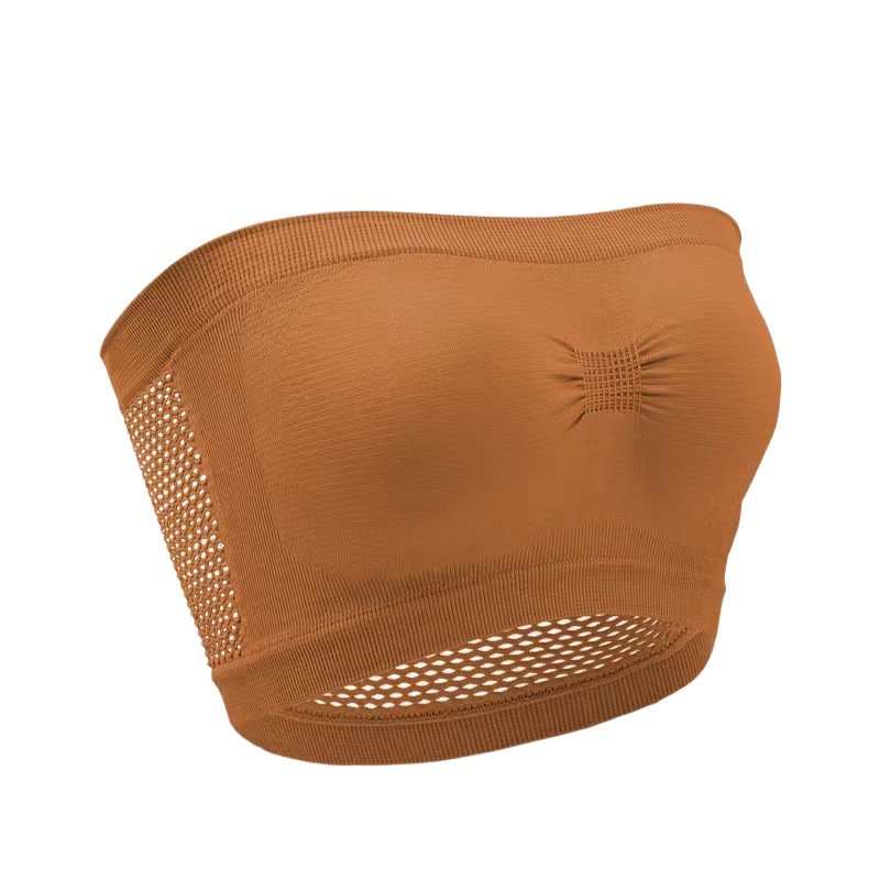 Comercio exterior transfronterizo versión de engordamiento sin cinturón de hombro ropa interior europea y americana agujeros transpirables sin costuras para limpiar el pecho de una palabra alrededor de la base envuelta en el pecho