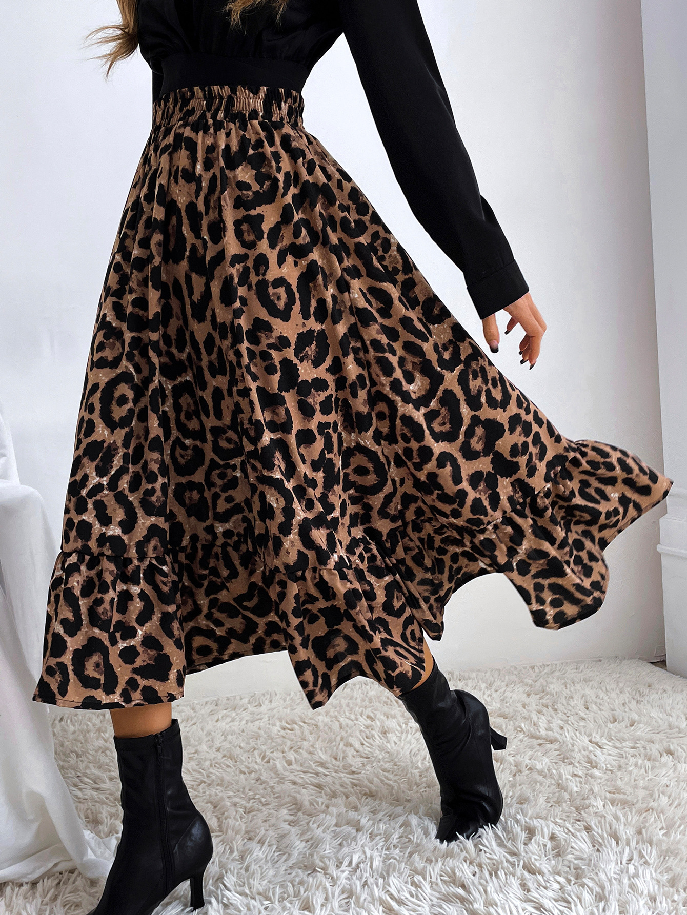 182g Weight Midi Dress Dress Length Type Skirt Dresses Type Spandex, Polyester Fabric Type High Waist Waist Line Inelastic Elasticity Holiday, Daily Occasion Regular Fit Fit Type Ditsy Floral, Leopard Pattern Spring, Autumn Season Women's Gender Casual, Streetwear Style Spring Autumn Casual Streetwear Ditsy Floral Leopard Spandex Polyester Midi Dress Skirts 53
