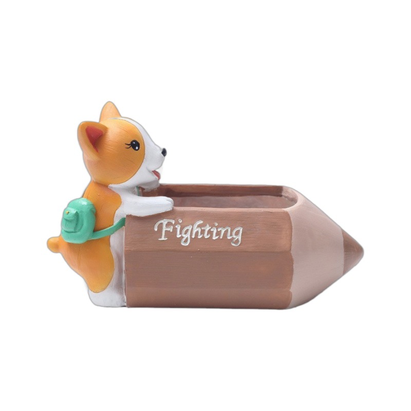 Chậu cây mọng nước hình chó Corgi resin, chậu mini để bàn, trang trí nhà và văn phòng (RG-143)