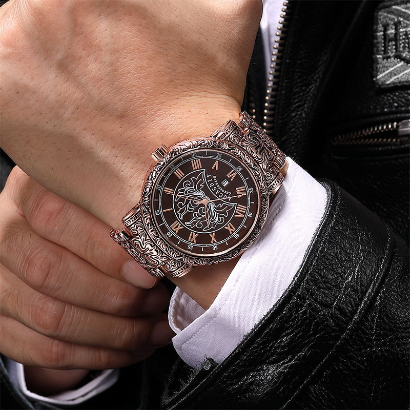 Orologio al quarzo vintage uomo design retro di lusso versatile_voghion.com