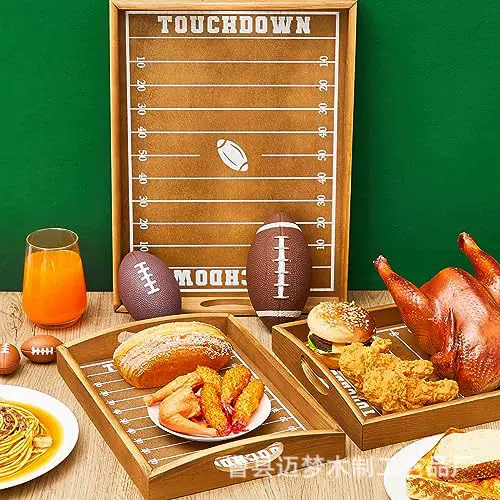 木质橄榄球形状收纳盘家用上菜托盘装饰家庭聚会熟食盘桌面摆件盘