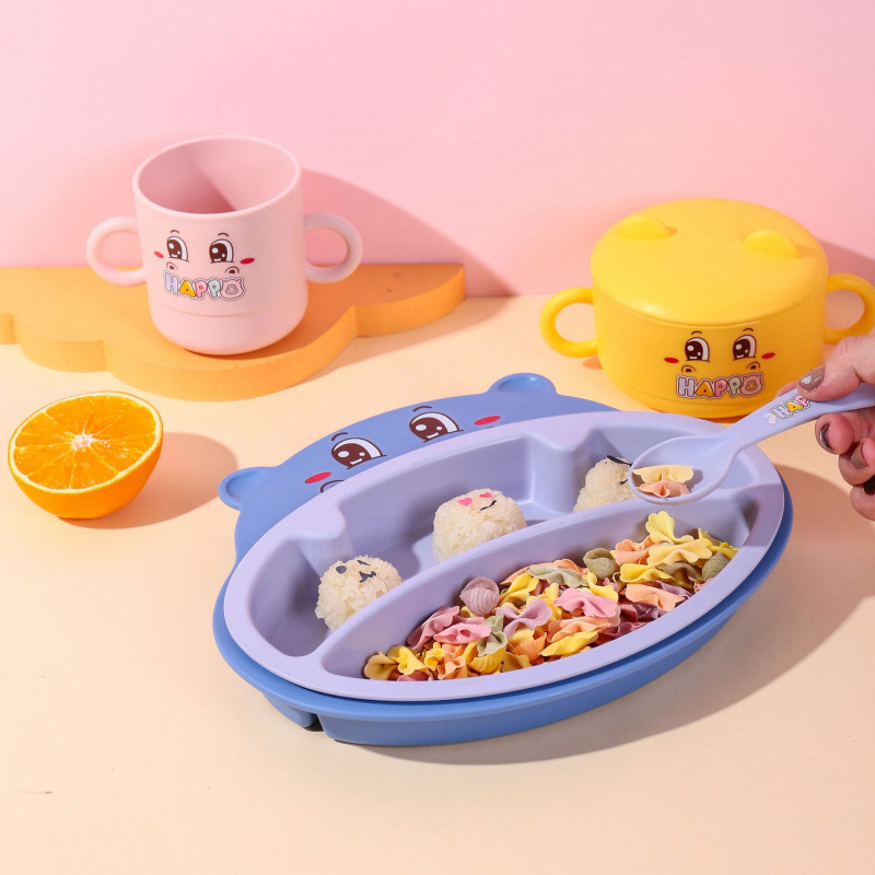 Cross-Border Best-Selling Children's Antibacterial 7-Piece Dinnerware Set Kindergarten Bear Lunch Plate Set Baby Fruit Plate