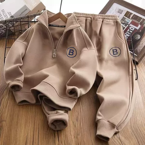 2026 New Style Kidsren's Casual Jacket, Half-Zip Shirt, Boys' Suit, Sweatshirt, Sports Suit, Two Pieces for Older Kidsren