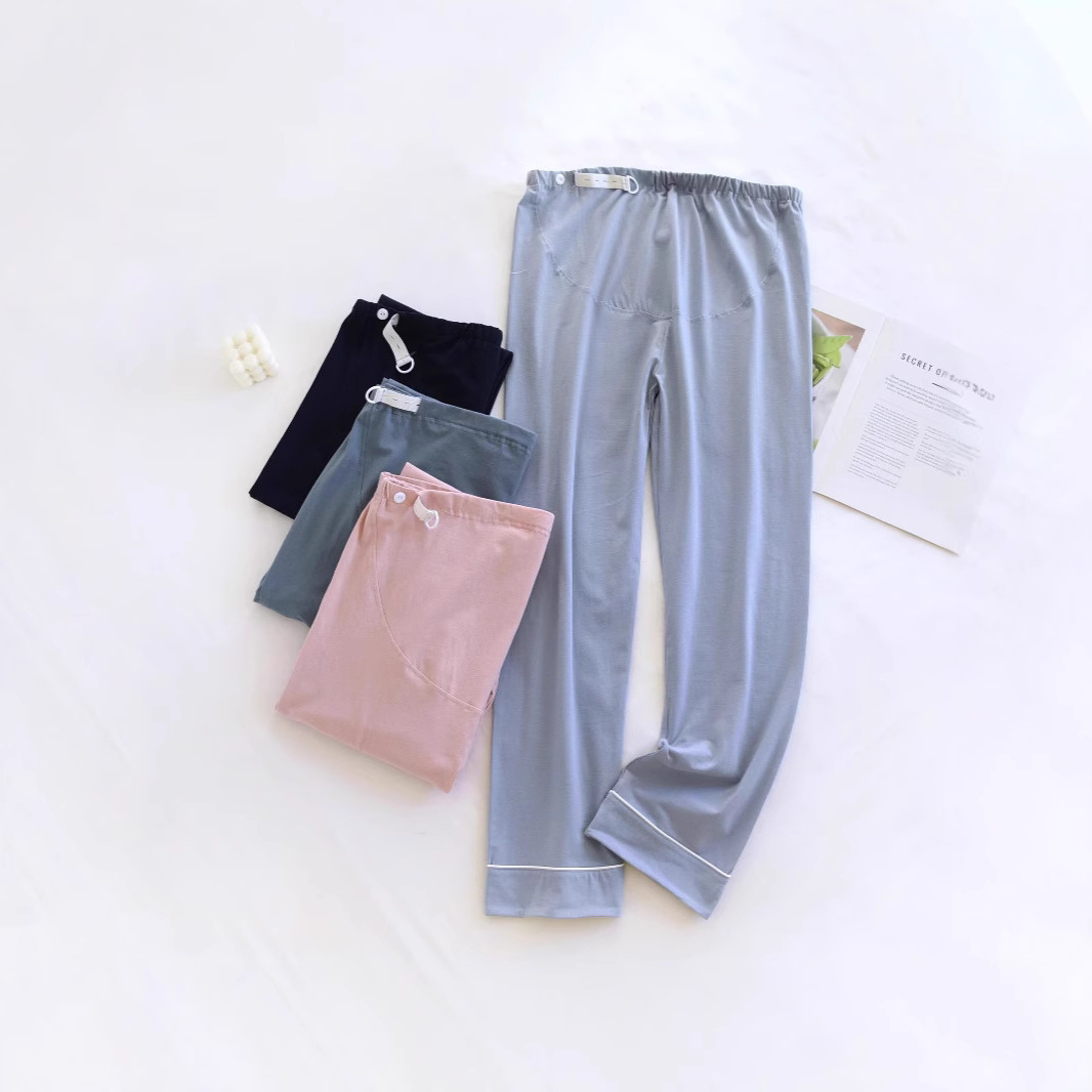 Cotton trousers for leisure with belly support for pregnant