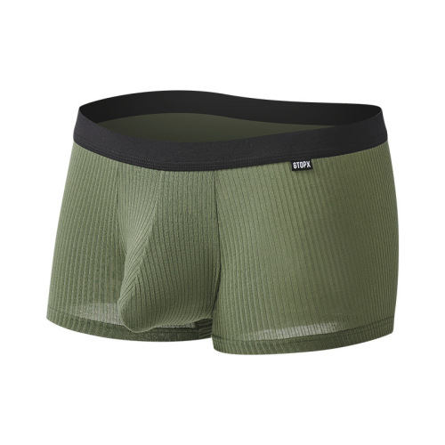 Men's threaded enlarged pouch U convex elephant trunk sweat-absorbent and breathable four-corner one-piece cross-border boxer briefs