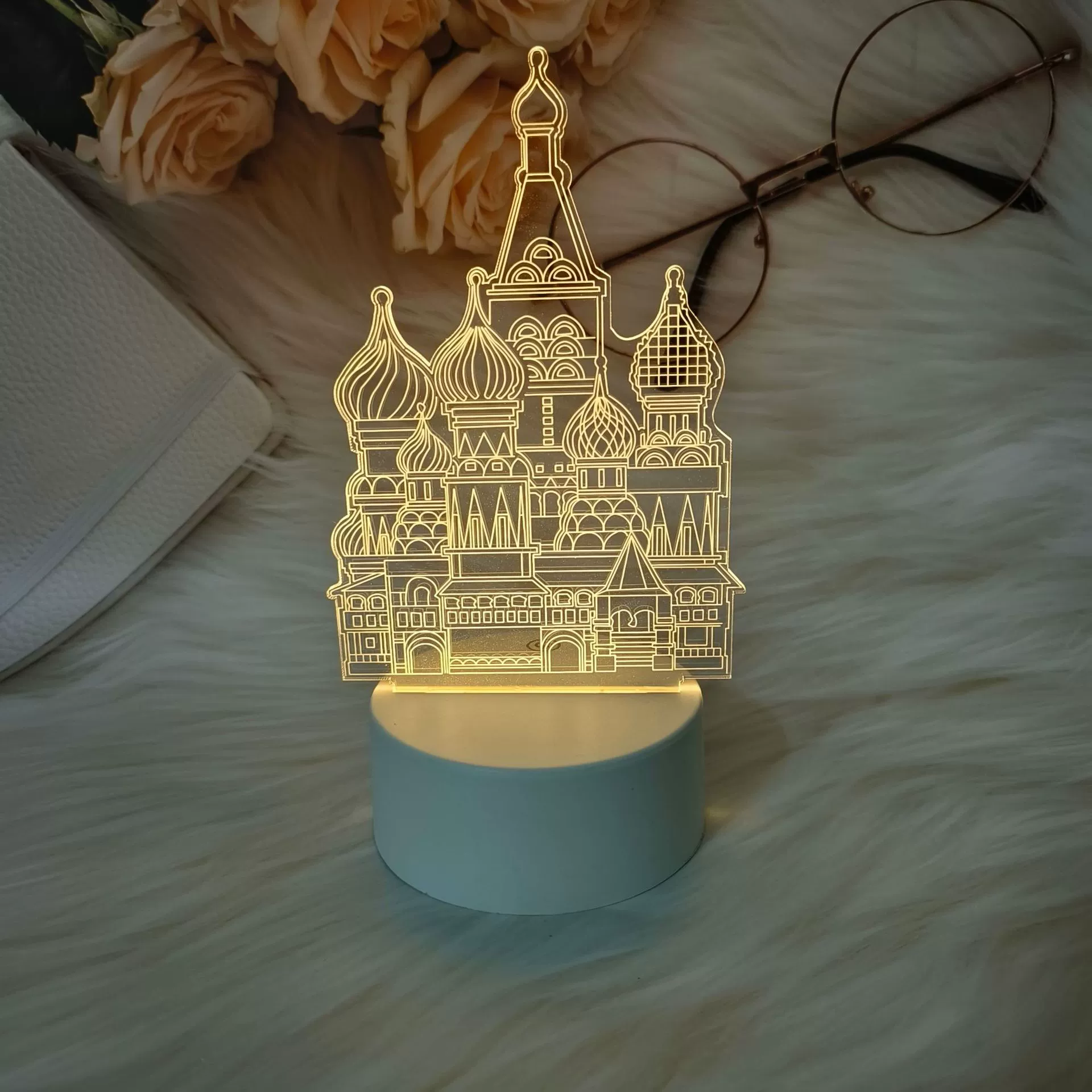 3D night lamp (yayli) little night lantern, 4w usb, acrylic panel + abs base, customizable patterns