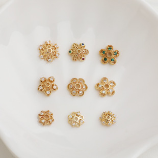 14K����ɫ�ʯ�U�ջ��仨�� ѩ��������������ñ diy�Ʒ���