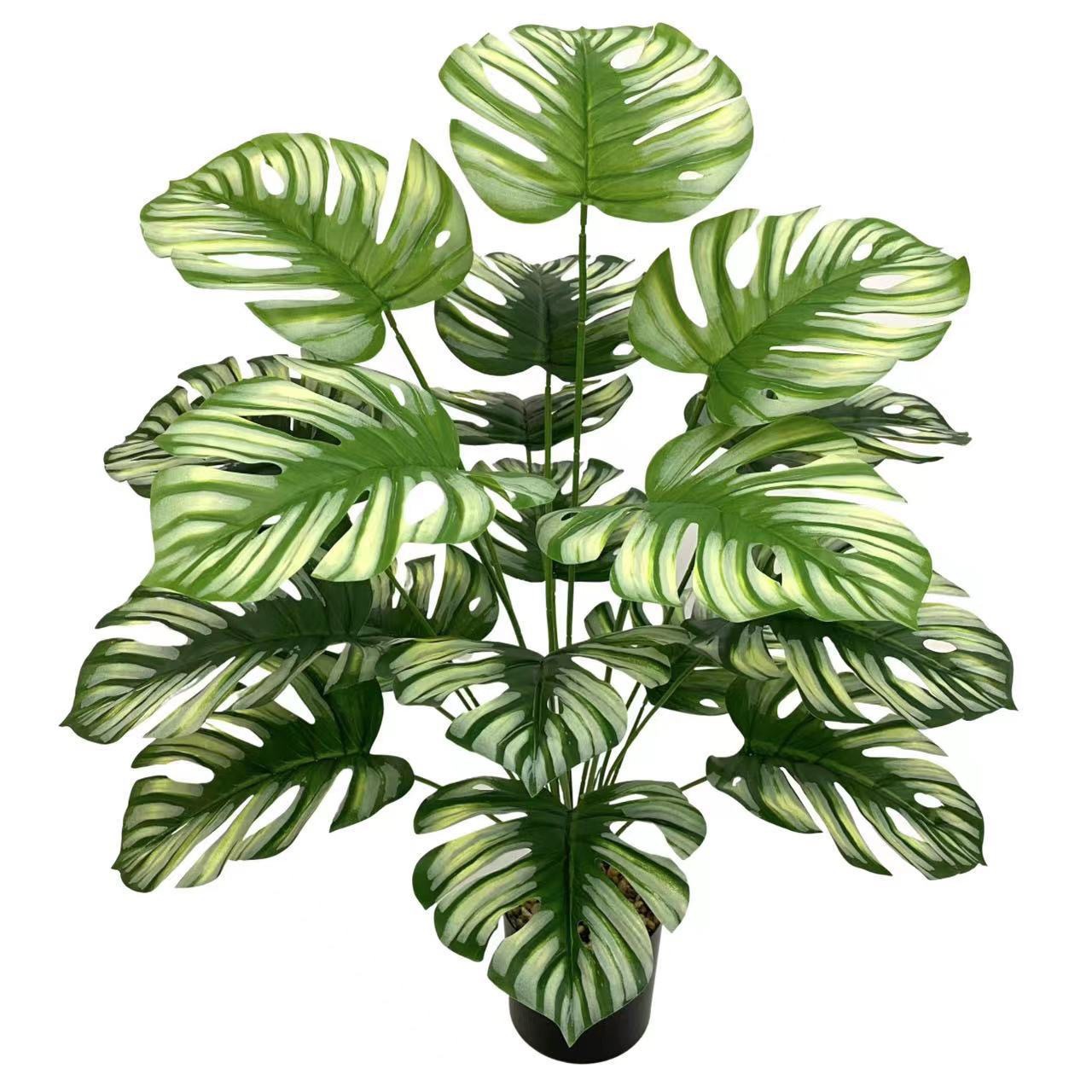 Simulación transfronteriza de plantas verdes grandes haces de tortuga de bambú hojas falsas hojas de árboles hogares boda decoración paisajística fábrica al por mayor