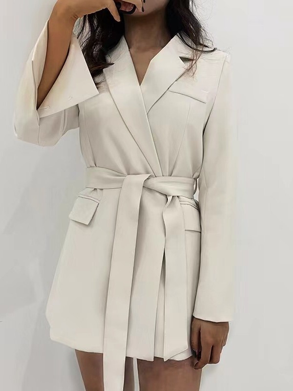 European Station 2024 Spring and Autumn Lace-up Slim Elegant Professional Office Women's Jacket Elegant Top Suit Jacket