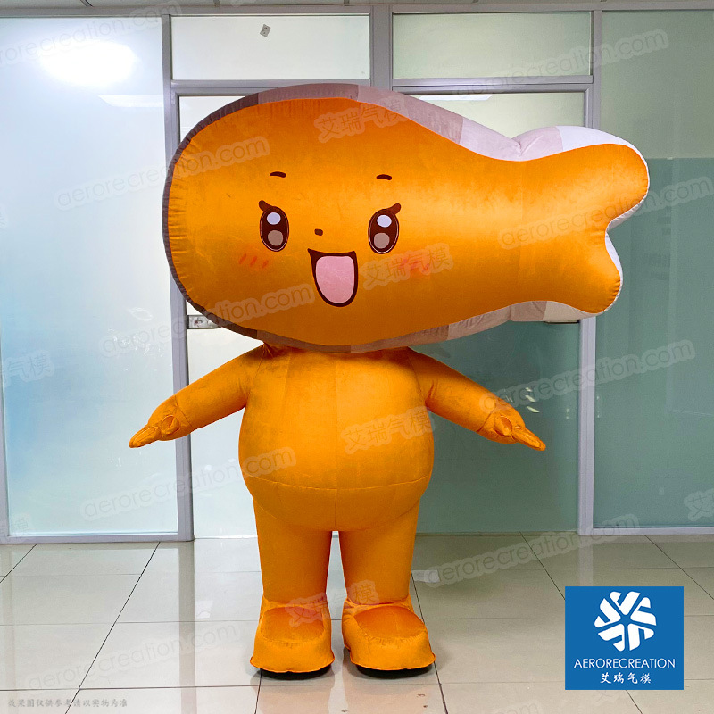 【厂家直销  批量发货】高2m 毛绒卡通三文鱼头行走人偶充气气模