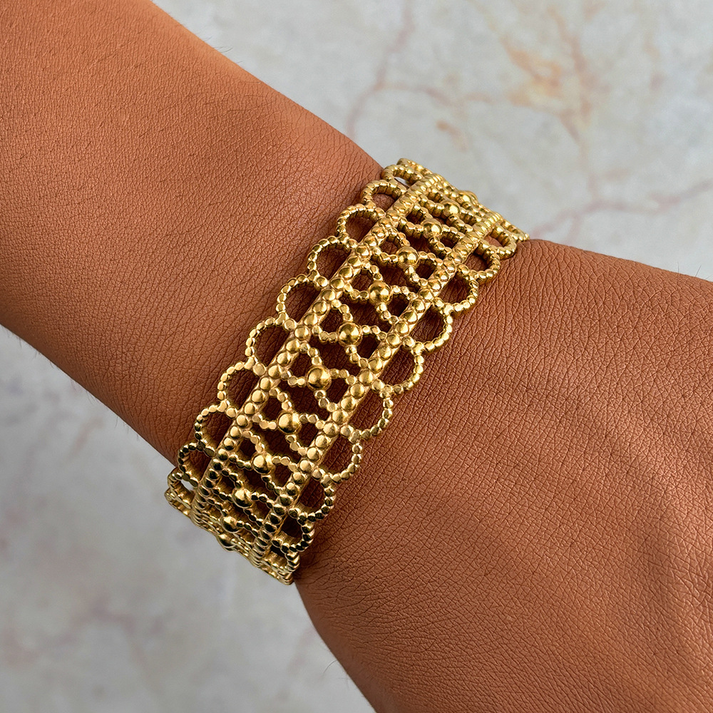 Dames armband van titanium staal in vintage kantstijl_voghion.com