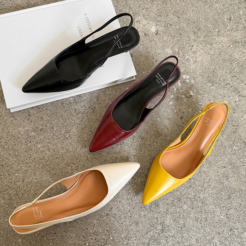 Sandal cao gót nữ mũi nhọn quai hậu dây khóa, gót nhọn 9 cm — đen chi tiết 8