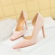 3287-2 European and American style banquet high heels for women's shoes, thin heels, high heels, Xi Shi suede, shallow cut square toe, side hollowed out single shoes