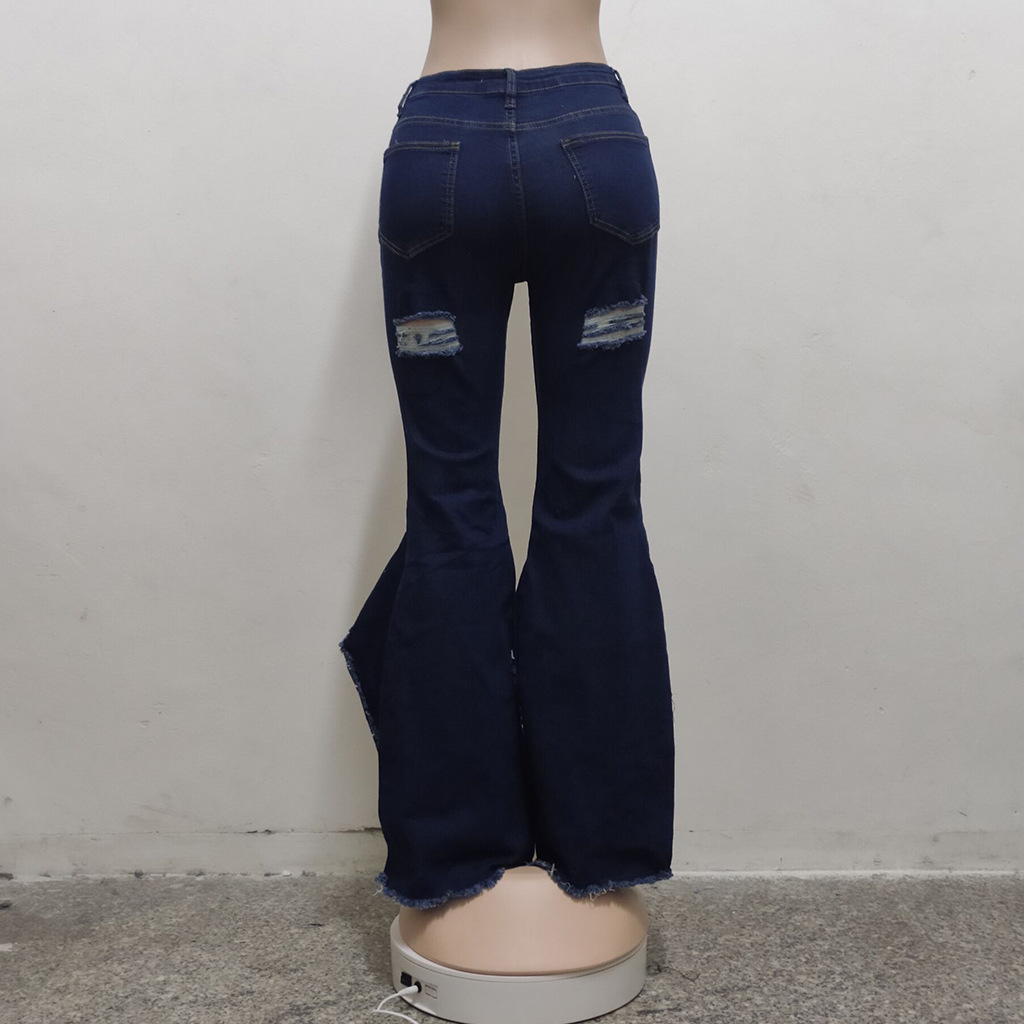 Hot Selling Fashion Stitching Hole Washed Denim Pants NSSF64046